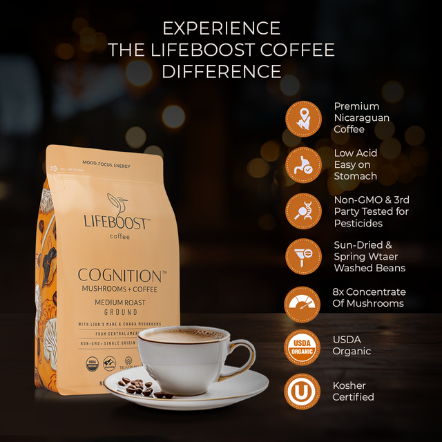 Cognition Mushroom Ground coffee - Lifeboost Coffee