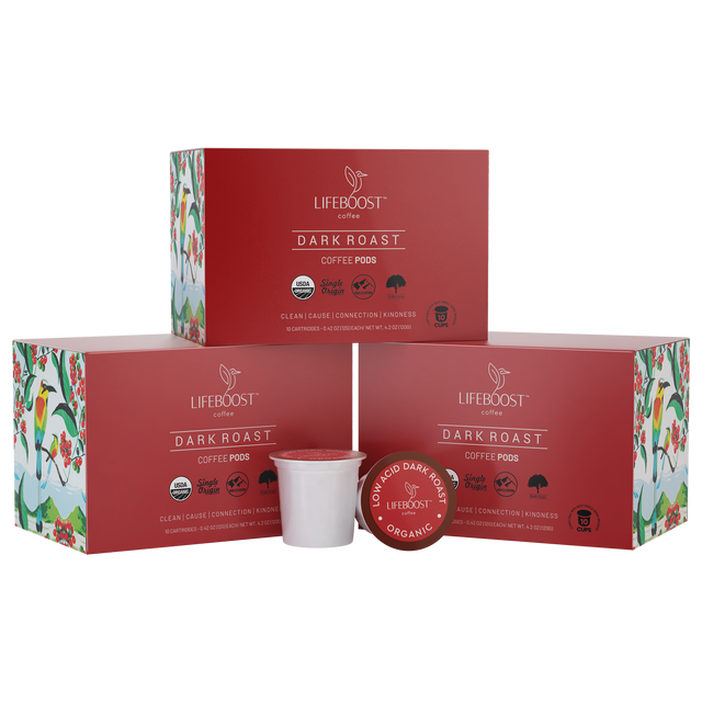 Dark Roast Coffee Pods - Lifeboost Coffee