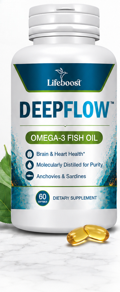 Lifeboost DeepFlow Omega-3 Fish Oil supplement bottle