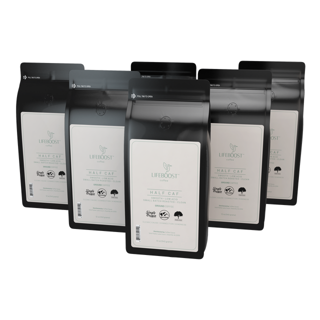 6x Half Caff Coffee 12 oz Bag - Lifeboost Coffee