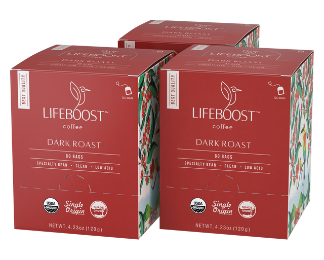 3x Dark Roast Lifeboost Go Bags - (10 bags in each) - Lifeboost Coffee
