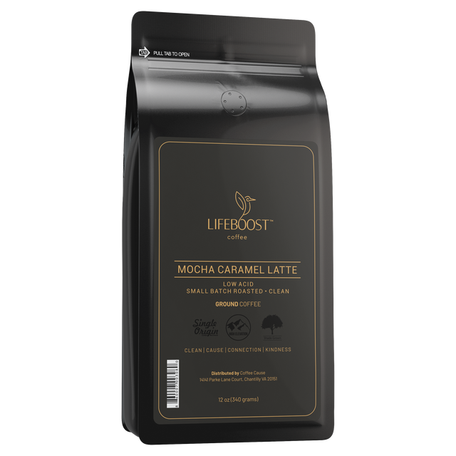 Mocha Caramel Latte - Lifeboost Coffee